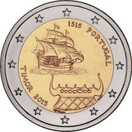  2 евро 2015 «500-летие первого контакта Португалии и Тимора» Португалия, фото 1 