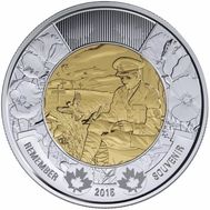  2 доллара 2015 «100 лет стихотворению «На полях Фландрии» Канада, фото 1 