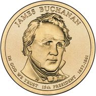  1 доллар 2010 «15-й президент Джеймс Бьюкенен» США, фото 1 