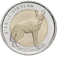  1 лира 2014 «Полосатая гиена (Фауна)» Турция, фото 1 