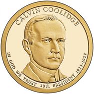  1 доллар 2014 «30-й президент Калвин Кулидж» США (случайный монетный двор), фото 1 