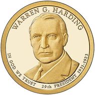  1 доллар 2014 «29-й президент Уоррен Гамалиел Гардинг» США (случайный монетный двор), фото 1 