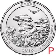  25 центов 2016 «Национальный лес Шони» (31-й нац. парк США) P, фото 1 
