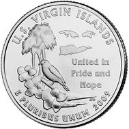  25 центов 2009 «Американские Виргинские Острова» (штаты США) случайный монетный двор, фото 1 