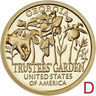  1 доллар 2019 «Сад попечителей, Джорджия» D (Американские инновации), фото 1 