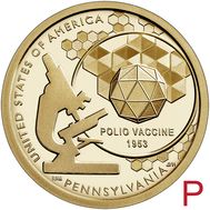  1 доллар 2019 «Вакцина против полиомиелита» P (Американские инновации), фото 1 