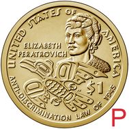  1 доллар 2020 «Антидискриминационный закон Элизабет Ператрович» США P (Сакагавея), фото 1 