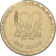  1 доллар 2017 «100 лет мемориалу Анзак» Австралия, фото 1 