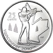  25 центов 2007 «Биатлон. XXI Олимпийские игры 2010 в Ванкувере» Канада, фото 1 