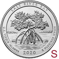 25 центов 2020 «Солт Ривер Бэй» (53-й нац. парк США) S, фото 1 
