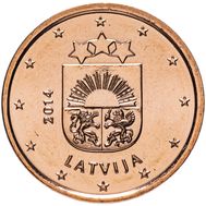  1 евроцент 2014 Латвия, фото 1 