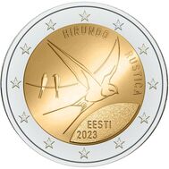  2 евро 2023 «Деревенская ласточка, национальная птица» Эстония, фото 1 