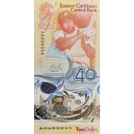  2 доллара 2024 (2023) «40 лет Центральному банку» Восточные Карибы Пресс, фото 1 