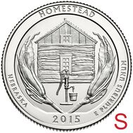  25 центов 2015 «Национальный монумент Гомстед» (26-й нац. парк США) S, фото 1 