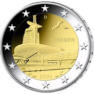  2 евро 2026 «Бремен (музей климатических зон в г.Бремерхафен)» Германия, фото 1 