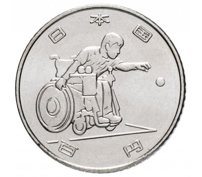  Монета 100 йен 2018 «XXXII Летние Паралимпийские игры в Токио. Бочче» Япония, фото 1 