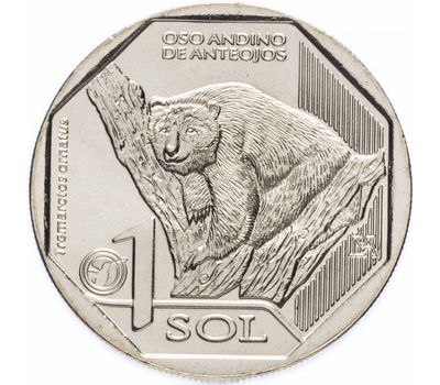  Монета 1 соль 2017 «Очковый медведь. Красная Книга» Перу, фото 1 