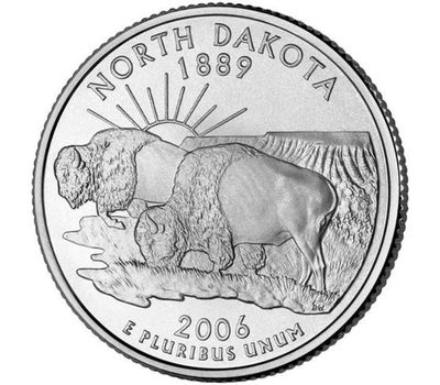  Монета 25 центов 2006 «Северная Дакота» (штаты США) случайный монетный двор, фото 1 