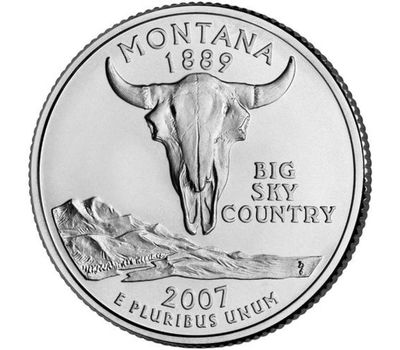  Монета 25 центов 2007 «Монтана» (штаты США) случайный монетный двор, фото 1 