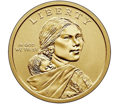  Монета 1 доллар 2014 «Помощь индейцев экспедиции Льюиса и Кларка» США P (Сакагавея), фото 2 