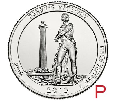  Монета 25 центов 2013 «Международный мемориал мира» (17-й нац. парк США) P, фото 1 