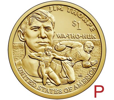  Монета 1 доллар 2018 «Джим Торп» США P (Сакагавея), фото 1 