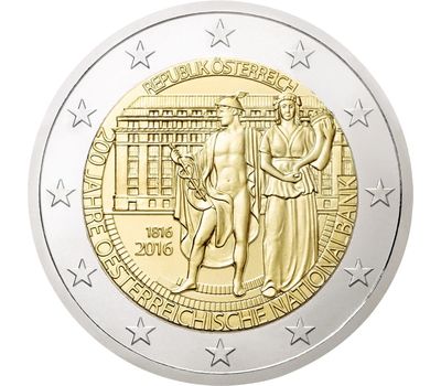  Монета 2 евро 2016 «200 лет Национальному банку» Австрия, фото 1 