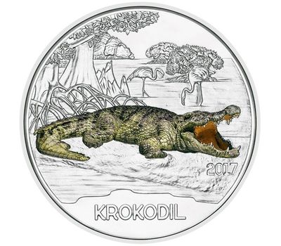  Монета 3 евро 2017 «Красочные животные — Крокодил» Австрия, фото 1 