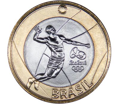  Монета 1 реал 2015 «Олимпиада в Рио-де-Жанейро. Волейбол» Бразилия, фото 1 