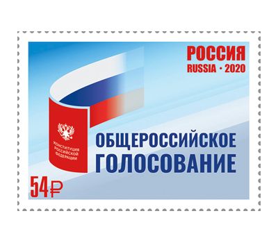  Почтовая марка «Общероссийское голосование по изменениям в Конституцию Российской Федерации» 2020, фото 1 