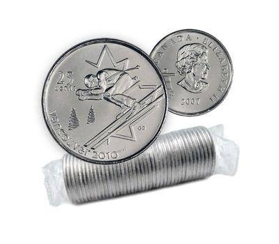  Монета 25 центов 2007 «Горные лыжи. XXI Олимпийские игры 2010 в Ванкувере» Канада, фото 3 