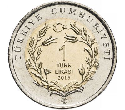  Монета 1 лира 2015 «Анатолийский баран-муфлон (Фауна)» Турция, фото 2 