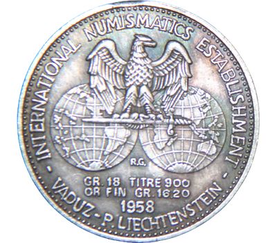  Медаль «Международная нумизматическая конференция в Лихтенштейне 1958 года» Германия (копия), фото 2 