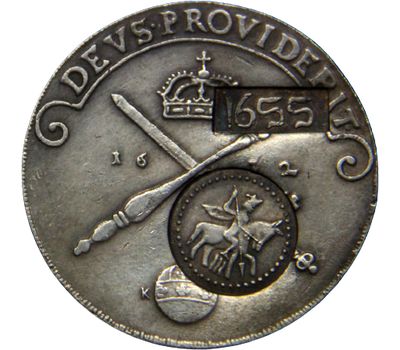  Монета ефимок с признаком 1655 (надчекан на талере 1632 года) (копия), фото 2 