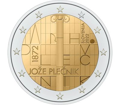  Монета 2 евро 2022 «150 лет со дня рождения архитектора Йоже Плечника» Словения, фото 1 