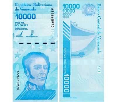  Банкнота 10000 боливар 2019 Венесуэла Пресс, фото 1 