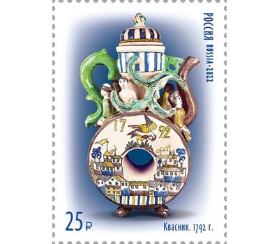  4 почтовые марки «Декоративно-прикладное искусство России. Гжель» 2022, фото 5 