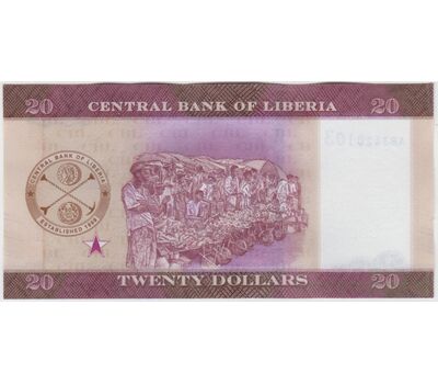  Банкнота 20 долларов 2022 Либерия Пресс, фото 2 