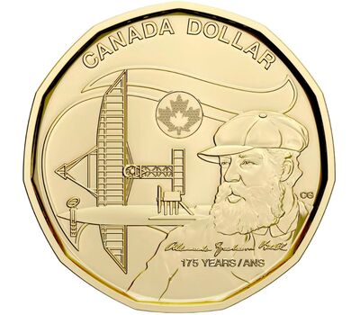  Монета 1 доллар 2022 «175 лет со дня рождения Александра Грэма Белла» Канада, фото 1 