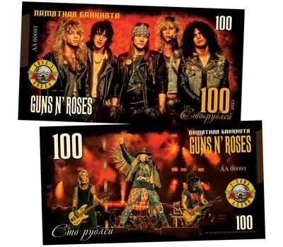 Сувенирная банкнота 100 рублей «Guns N' Roses», фото 1 
