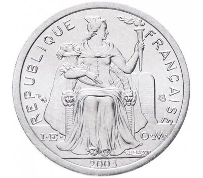  Монета 1 франк 2003 Французская Полинезия, фото 2 