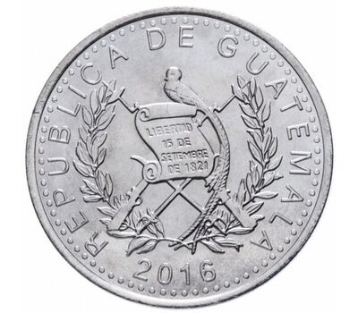  Монета 25 сентаво 2016 Гватемала, фото 2 