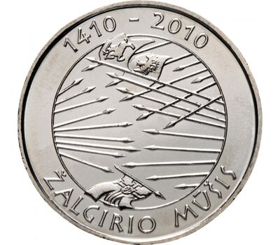  Монета 1 лит 2010 «600 лет Грюнвальдской битвы» Литва, фото 1 