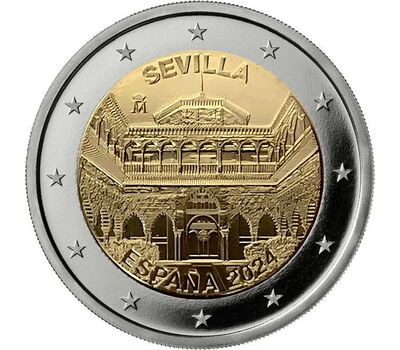  Монета 2 евро 2024 «Севильский собор, Севильский Алькасар и Архив Индий» Испания, фото 1 