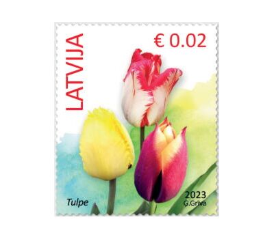  3 почтовые марки «Стандарт. Флора. Цветы» Латвия 2023, фото 4 