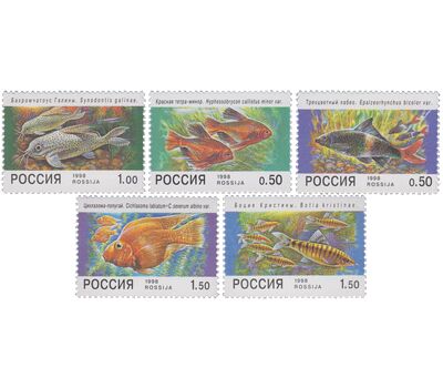  5 почтовых марок «Фауна. Аквариумные рыбы» 1998, фото 1 